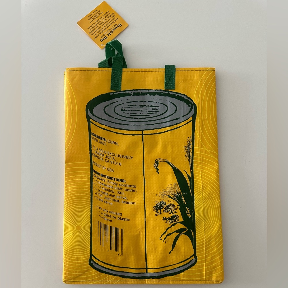 Rare Trader Joe’s Can Of Corn Shopping Bag Whole Kernel Corn New NWT Grocery Bag - Picture 2 of 5